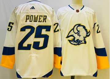 Mens Buffalo Sabres #25 Owen Power White 2022 Reverse Retro Authentic Jersey